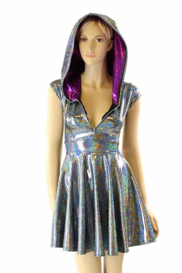 Silver & Fuchsia Zippered Skater Dress - Coquetry Clothing