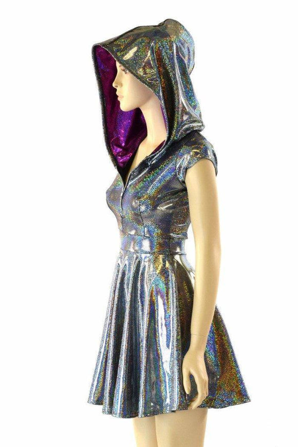 Silver & Fuchsia Zippered Skater Dress - Coquetry Clothing