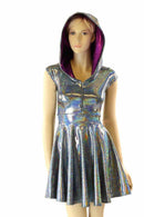Silver & Fuchsia Zippered Skater Dress - Coquetry Clothing