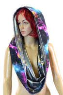 Silver & Galaxy HUGE Reversible Festival Hood - Coquetry Clothing