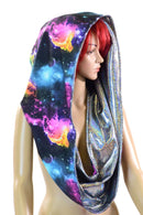 Silver & Galaxy HUGE Reversible Festival Hood - Coquetry Clothing