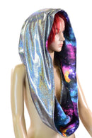 Silver & Galaxy HUGE Reversible Festival Hood - Coquetry Clothing