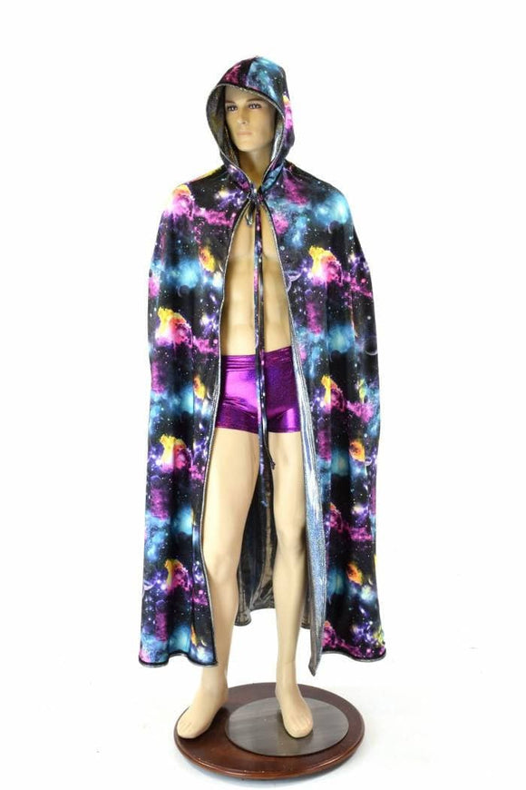 Silver & Galaxy Reversible Hooded Cape - Coquetry Clothing