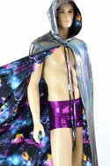 Ready to Ship Silver & Galaxy Reversible Hooded Cape - 3