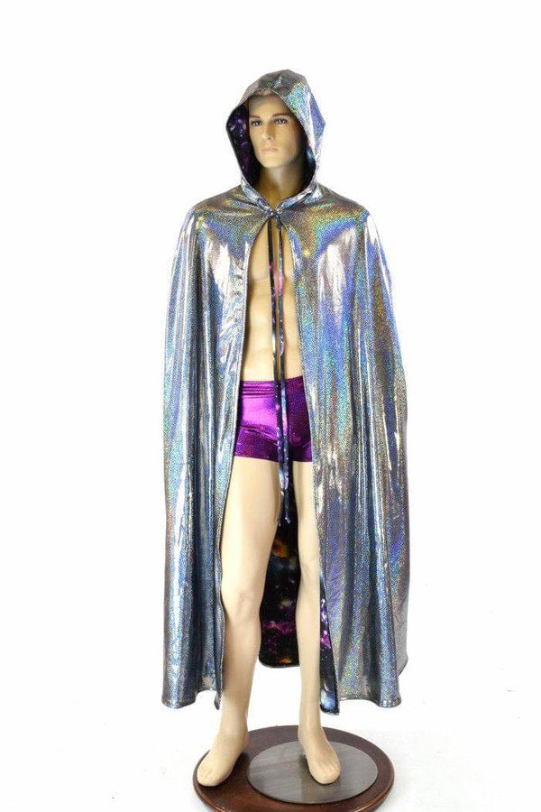 Ready to Ship Silver & Galaxy Reversible Hooded Cape - 2