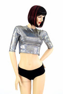 Silver Half Sleeve Crop Top - Coquetry Clothing