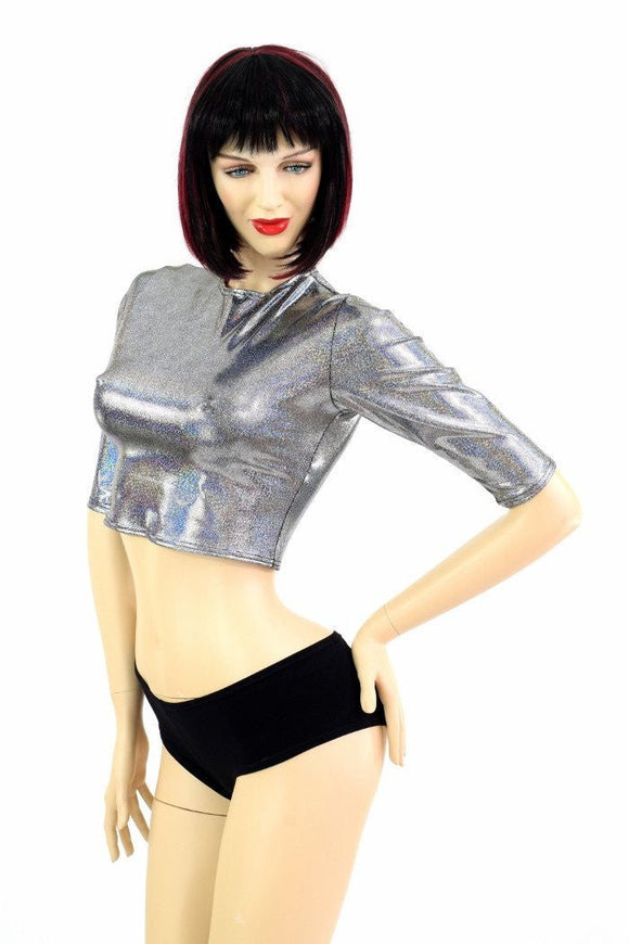 Silver Half Sleeve Crop Top - Coquetry Clothing