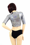 Silver Half Sleeve Crop Top - Coquetry Clothing