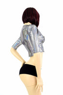 Silver Half Sleeve Crop Top - Coquetry Clothing