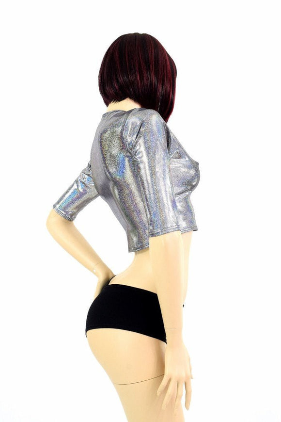 Silver Half Sleeve Crop Top - Coquetry Clothing