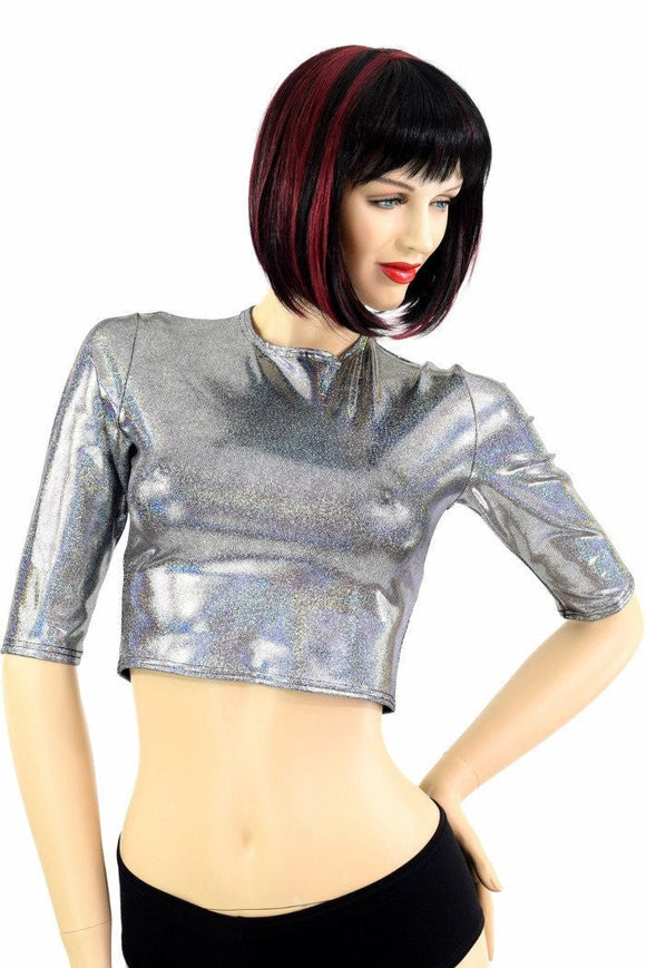 Silver Half Sleeve Crop Top - Coquetry Clothing