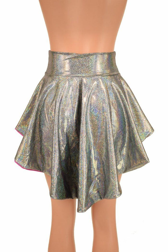 Silver Hi Lo Mini Flip Skirt - Coquetry Clothing