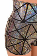 Silver High Waist Shorts with Pockets - Coquetry Clothing