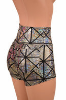 Silver High Waist Shorts with Pockets - Coquetry Clothing