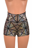 Silver High Waist Shorts with Pockets - Coquetry Clothing