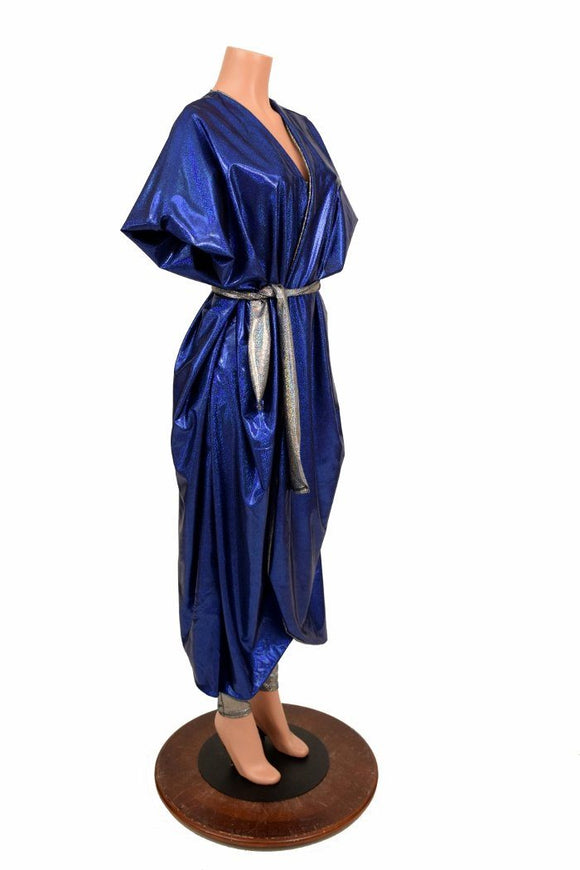 Silver Holo and Sparkly Blue Batwing Catsuit - Coquetry Clothing