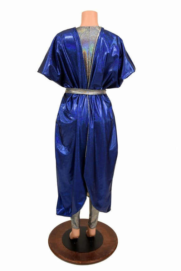 Silver Holo and Sparkly Blue Batwing Catsuit - Coquetry Clothing