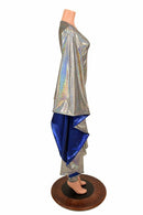 Silver Holo and Sparkly Blue Batwing Catsuit - Coquetry Clothing