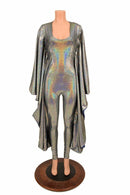 Silver Holo and Sparkly Blue Batwing Catsuit - Coquetry Clothing