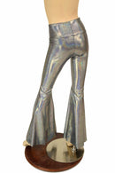 Silver Holo High Waist Solar Flares - Coquetry Clothing