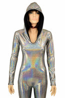 Silver Holo Hooded Catsuit - Coquetry Clothing