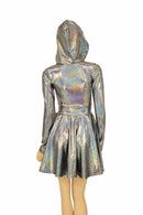 Silver Holo Hoodie Skater Dress - Coquetry Clothing