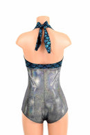 Silver Holo "Monroe" Halter Romper - Coquetry Clothing