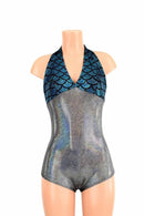 Silver Holo "Monroe" Halter Romper - Coquetry Clothing