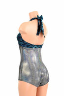 Silver Holo "Monroe" Halter Romper - Coquetry Clothing