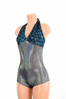 Silver Holo "Monroe" Halter Romper - Coquetry Clothing