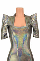 Silver Holo Sharp Shoulder Dress - Coquetry Clothing