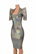 Silver Holo Sharp Shoulder Dress - 1
