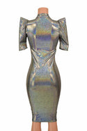 Silver Holo Sharp Shoulder Dress - 4