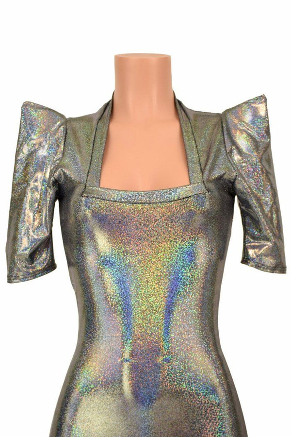 Silver Holo Sharp Shoulder Dress - 5