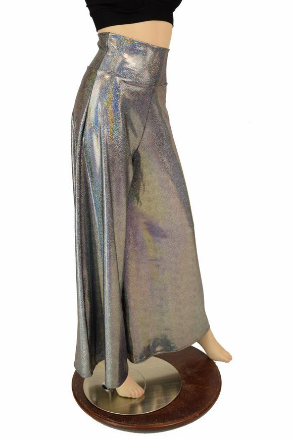 Silver Holo Wide Leg Pants - Coquetry Clothing