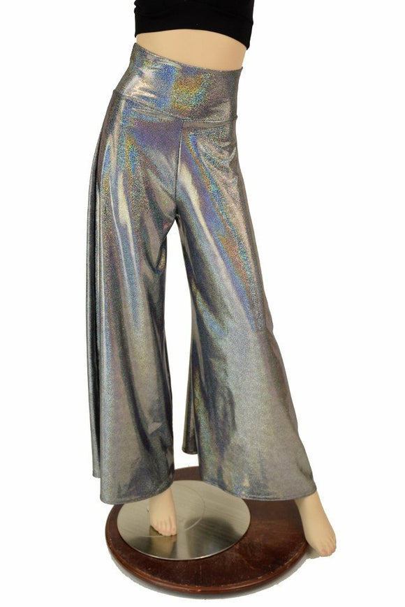 Silver Holo Wide Leg Pants - Coquetry Clothing