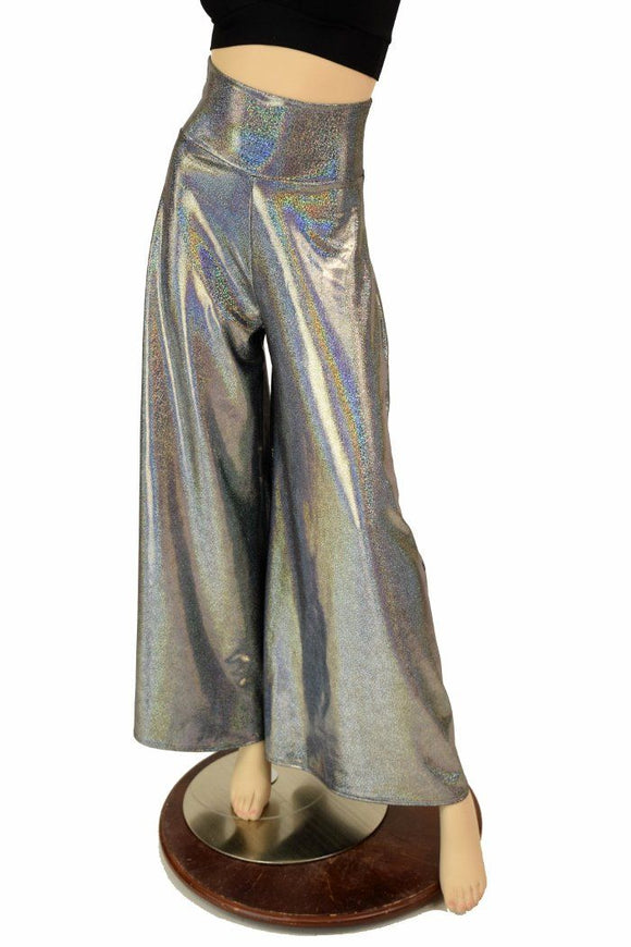 Silver Holo Wide Leg Pants - Coquetry Clothing