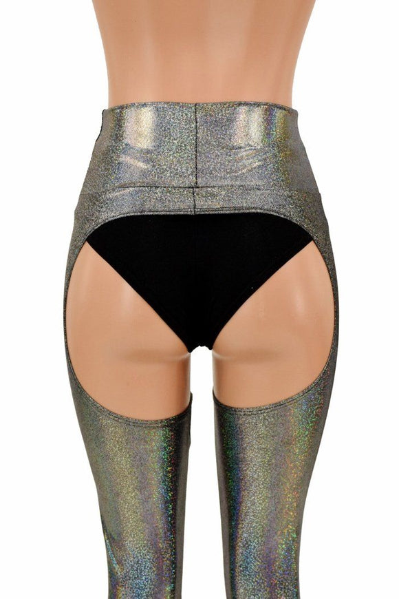 Silver Holographic Chaps - Coquetry Clothing
