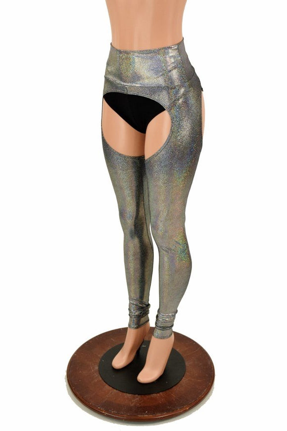 Silver Holographic Chaps - Coquetry Clothing
