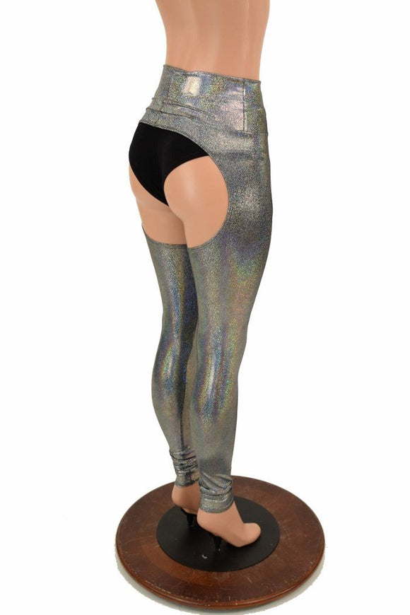Silver Holographic Chaps - Coquetry Clothing