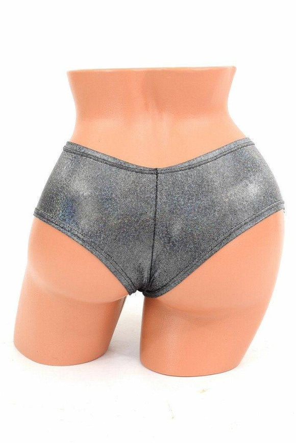 Silver Holographic Cheeky Shorts - Coquetry Clothing