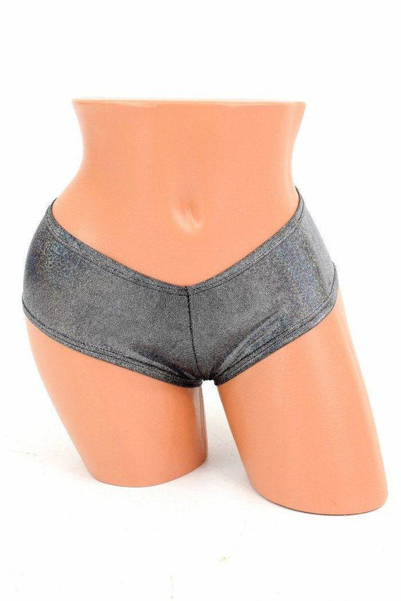 Silver Holographic Cheeky Shorts - Coquetry Clothing