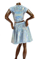 Silver Holographic Crop & Skirt - Coquetry Clothing