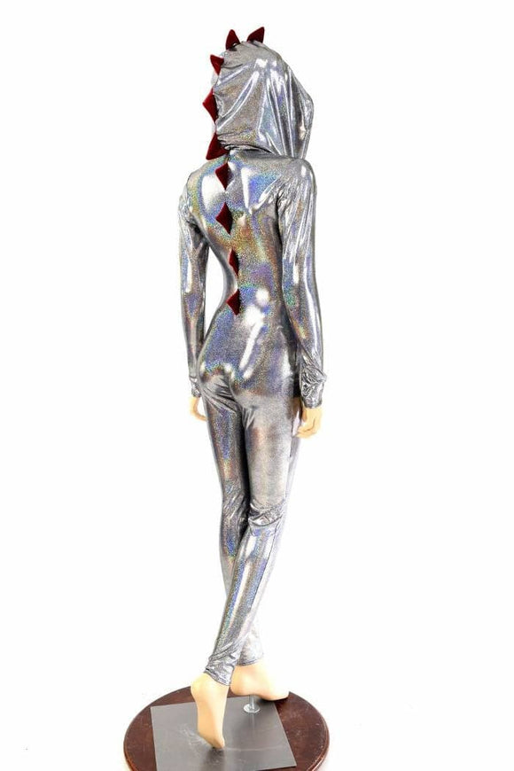 Silver Holographic Dragon Catsuit - Coquetry Clothing