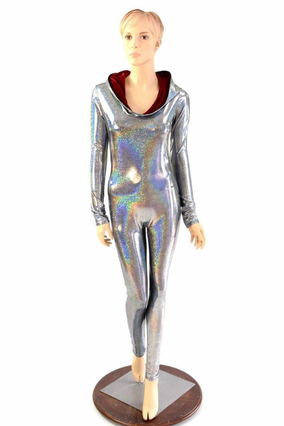 Silver Holographic Dragon Catsuit - Coquetry Clothing