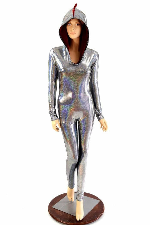 Silver Holographic Dragon Catsuit - Coquetry Clothing