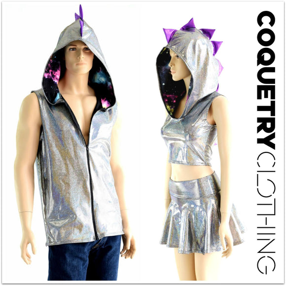 Silver Holographic Dragon Hoodie Set - Coquetry Clothing