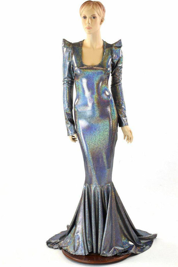 Silver Holographic Gown - Coquetry Clothing