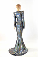 Silver Holographic Gown - Coquetry Clothing