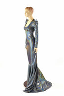 Silver Holographic Gown - Coquetry Clothing
